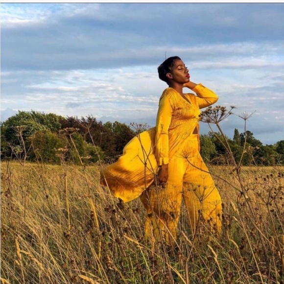 Zara Yellow Hight Waisted Crinkle Look Pants - Picture 2 of 8